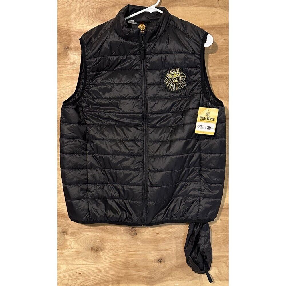 NWT Disney Adult L Lion King Broadway Musical Show Puffer Vest Packable Bag